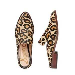 Sam Edelman Adair Leopard Calf Hair Mules Loafer Slip On Size 7